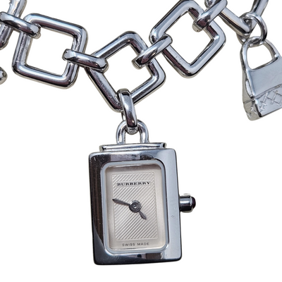 Burberry sterling silver discount charm watch bracelet