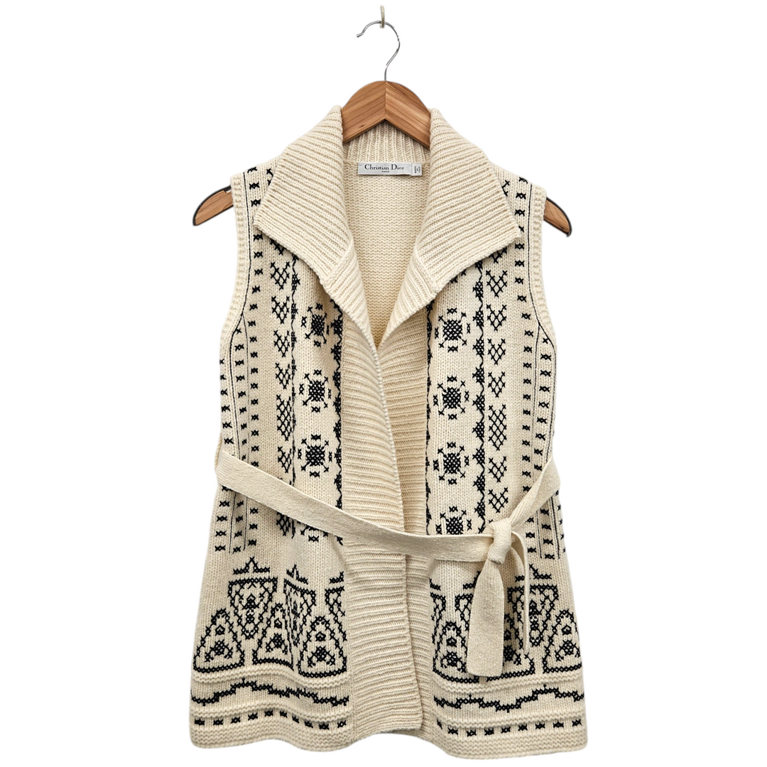 Christian Dior Wool Cashmere Belted Vest Size 4 Small